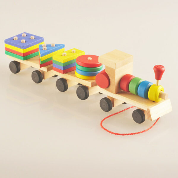 Wooden Train Three-section Tractor Toy Children's Intelligence Puzzle Toys Educational Toys - Image 6